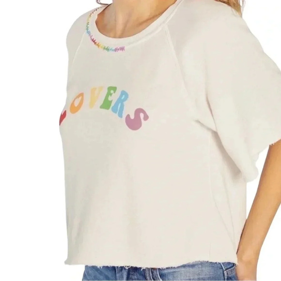 Wildfox Vanilla Vibrant Proud Lovers Billie Crop Tee Women Size Extra Large - Picture 3 of 13